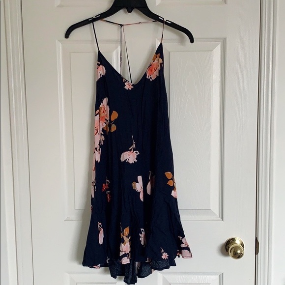 Floral Navy Strappy Open Back Dress - Picture 2 of 8